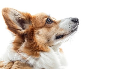 Shiba dog A close-up photo of a Shiba dog against a white background captures the essence of this beloved breed. Triangular ears And the Shiba's distinctive fur will be the highlight of the photo.