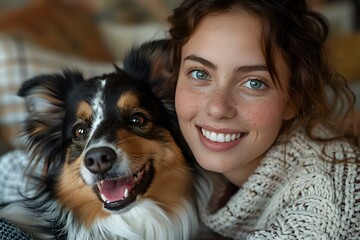 Shared Joy: A Young Woman and her Exuberant Dog