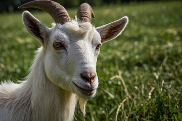 a goat grazing in a grassy pasture