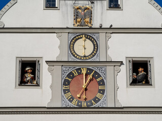 Rothenburg ob der Tauber Ratstrinkstube clock with the Burgomaster figures at the window drinking...