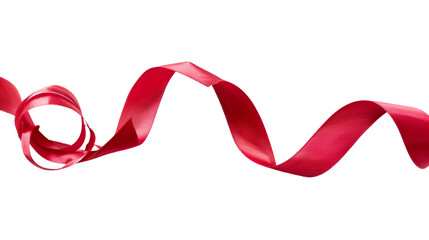 Long red ribbon with transparent background. Three-dimensional red ribbon for your design material.