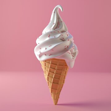 Un sencillo cono de healdo, con chispas multicolores en un fondo rosa