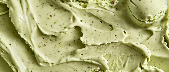 Pistachio flavor gelato - full frame background detail. Close up of a green surface texture of pistachio Ice cream