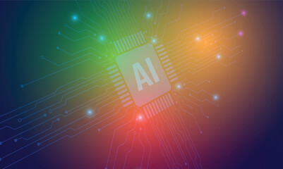 AI Artificial Intelligence and Machine Learning Background Concept, Big data innovation technology, Abstract background, AI Artificial Intelligence chipset on circuit board in futuristic concept