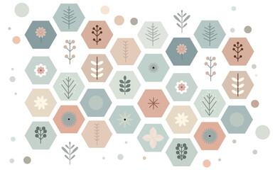 青と水色の和柄の花と緑色と黄緑色をした和柄