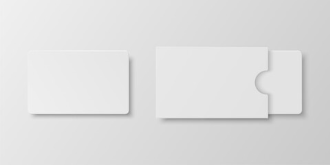 Vector 3D Realistic Blank Credit Card, Gift Card, Certificate Template with Cover. Bank, Greeting or Sale Card, Isolated. Front or Top View