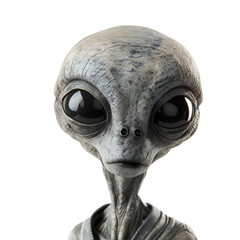 Naklejka premium Neutral Face Expression: Body Shot of a Gray Alien Designer, Isolated on Transparent Background, PNG