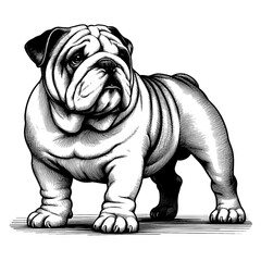 Hand drawn Bulldog vector illustration, sketch isolated on white background. 
