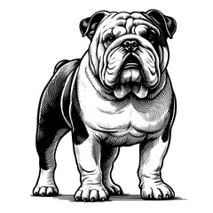 Hand drawn Bulldog vector illustration, sketch isolated on white background. 