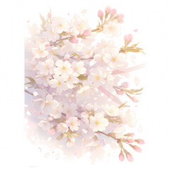 Delicate Pink Blossoms in an Artistic Aquarelle Style, Perfect for Springtime Moods and Floral Artwork