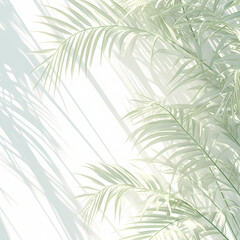 Beautiful Silhouette of Palm Tree Branches Against a Serene Backdrop - Ideal for Relaxing Floral and Landscape Themes