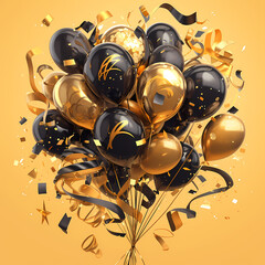 Stylish Celebration Decoration with Luxurious Golden and Deep Black Foil Mylar Balloons