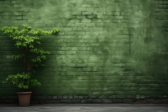 Brick green wall architecture