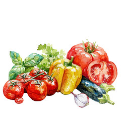 vegetables watercolor vector illustration for background