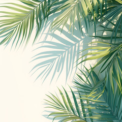 A sunlit display of tropical leaves casting a dramatic shadow, capturing the essence of exotic nature.