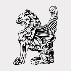 The griffin lion eagle statue sclupture vector illustration