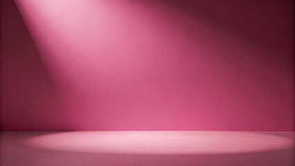 Vintage stage with pink spotlight curtains on textured wallpaper backdrop
