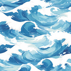 Ethereal Watercolor Waves: Infinite Seascape Pattern Design