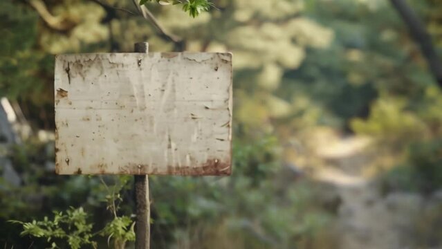 a trailhead sign with faded lettering evoking a sense of nostalgia as hikers embark on a journey through the past. .