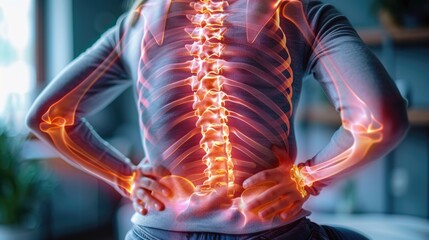 Person with lower back pain, capturing the discomfort and challenges faced by individuals experiencing lumbar discomfort, highlighting the need for attention and care in managing spinal health