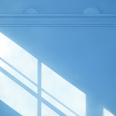 Enhance Your Visual Content with an AI-Created, Soft Glowing Sunlight on a Dramatic Blue Wall