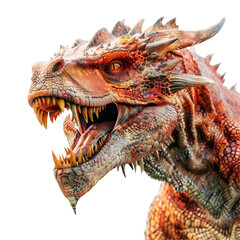 Half body, agressive dragon in close up, Isolated on Transparent Background, PNG