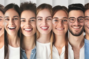 Diverse Smiling Faces Young People Collage