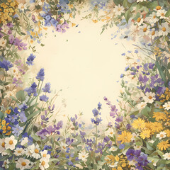 Obraz na płótnie Canvas Elegant Hand-Painted Floral Artwork with a Sunlit Vignette