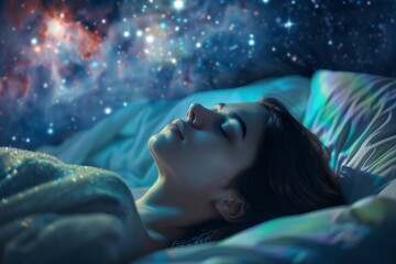 Sleepless woman lying in bed