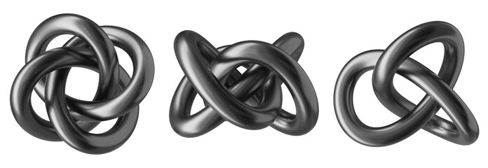 Set of metal torus knots isolated. 3d image	
