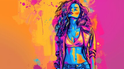 Colorful Doodle Style Beautiful Cool Model Backdrop Background Wallpaper