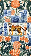 Obraz premium Tiger tiles pattern backgrounds plant.