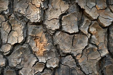 Textured tree bark with intricate cracks and rough surface. Nature's weathered masterpiece in close-up.