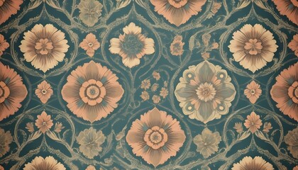 Fototapeta na wymiar Vintage wallpaper patterns with intricate floral a upscaled 2