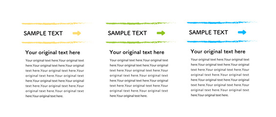 クレヨンの手書きラインのテキストバーナーのセット