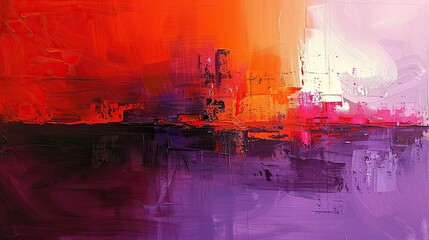 color block abstract oil painting, big red big purple, fantasy-art 