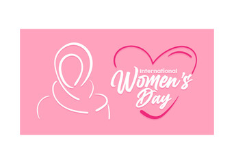 International Women's Day 8 march with frame of flower and leaves , doodle art style.