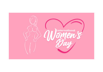 International Women's Day 8 march with frame of flower and leaves , doodle art style.