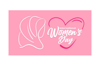 International Women's Day 8 march with frame of flower and leaves , doodle art style.