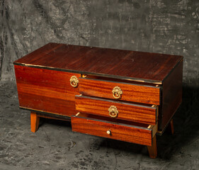 old wooden furniture on a gray background