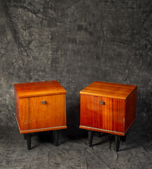 old wooden furniture on a gray background