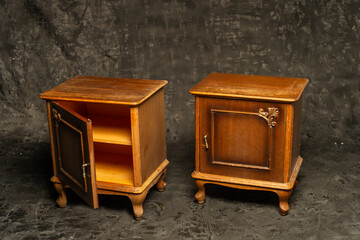 old wooden furniture on a gray background