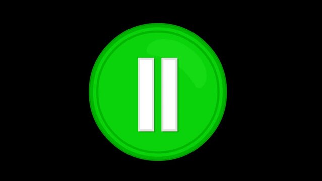 video animation media player button play and stop digital software, on a transparent background with zero alpha channel