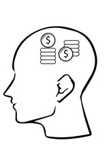 Mind with money vector image, money minded