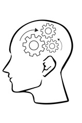 Gear icon in brain vector image, process in mind vector image