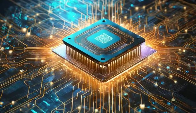 Artificial intelligence concept. Vibrant image showcasing a processor chip with “Ai” in the 