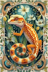 orange gecko Art illustration for a book
