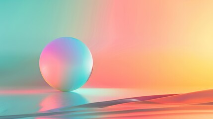 colorful rainbow gradient with invisible neon sphere shape underneath the surface, simple minimal, perfectly smooth texture