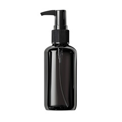 Fototapeta premium Vibrant Cosmetics Packaging Mockup: Colorful Cut Out PNG Template, black Plastic Pump Bottle Empty Refillable Liquid Container 