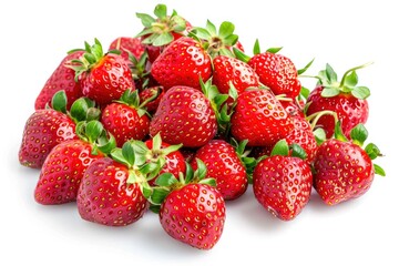 strawberries isolated on white background, clipping path, full depth of field - generative ai